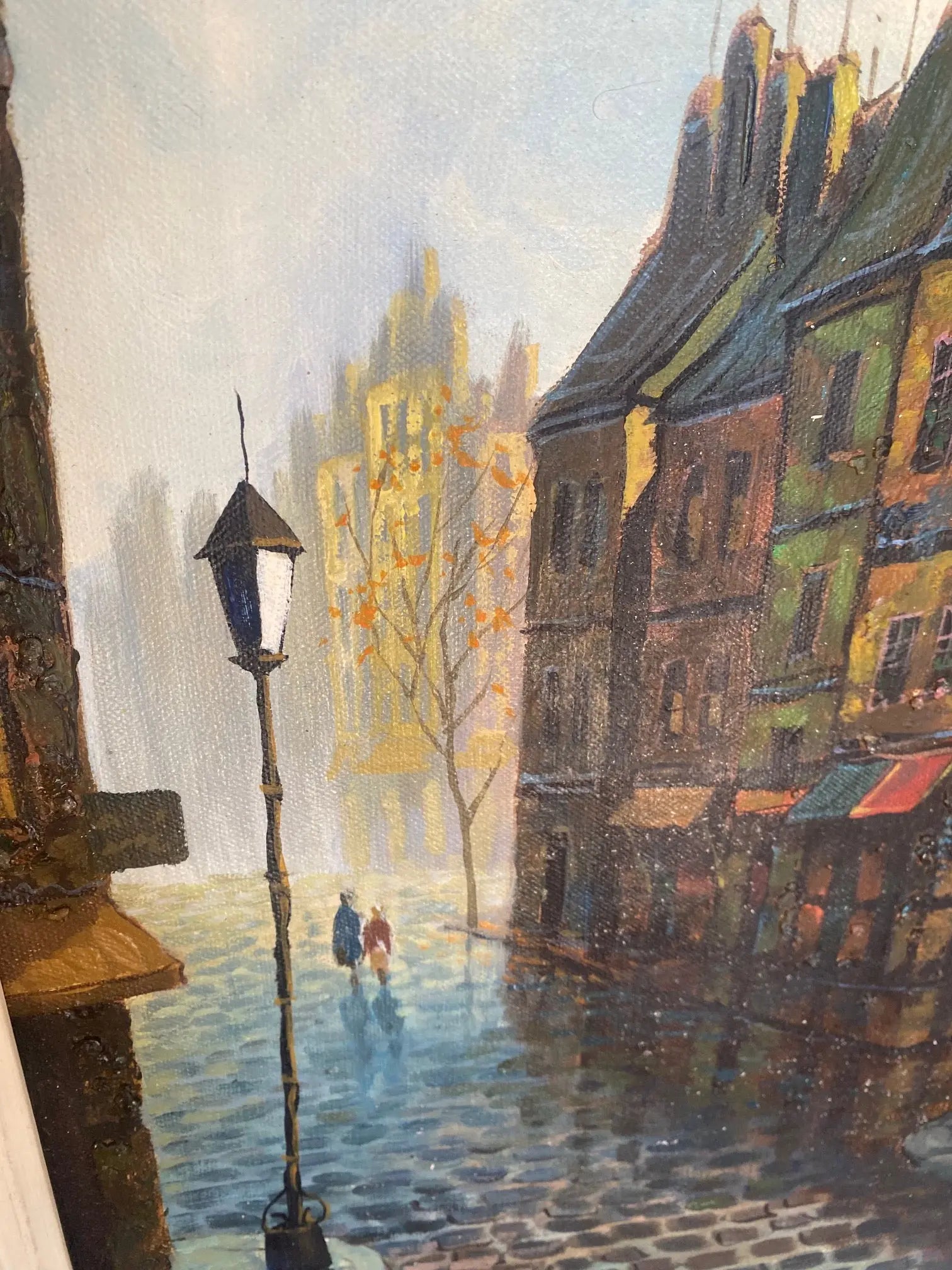 Huile sur toile, école moderne du XXème, signé Faure. Vue de Paris. ou Londres. Antiquités de France