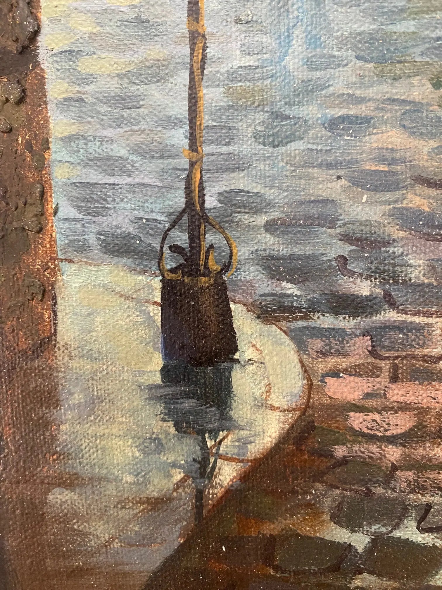 Huile sur toile, école moderne du XXème, signé Faure. Vue de Paris. ou Londres. Antiquités de France