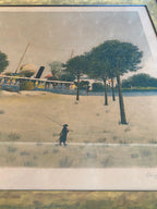 Lithographie ancienne signée et numérotée, avec certificat. M. Ghiglion-Green. Antiquités de France