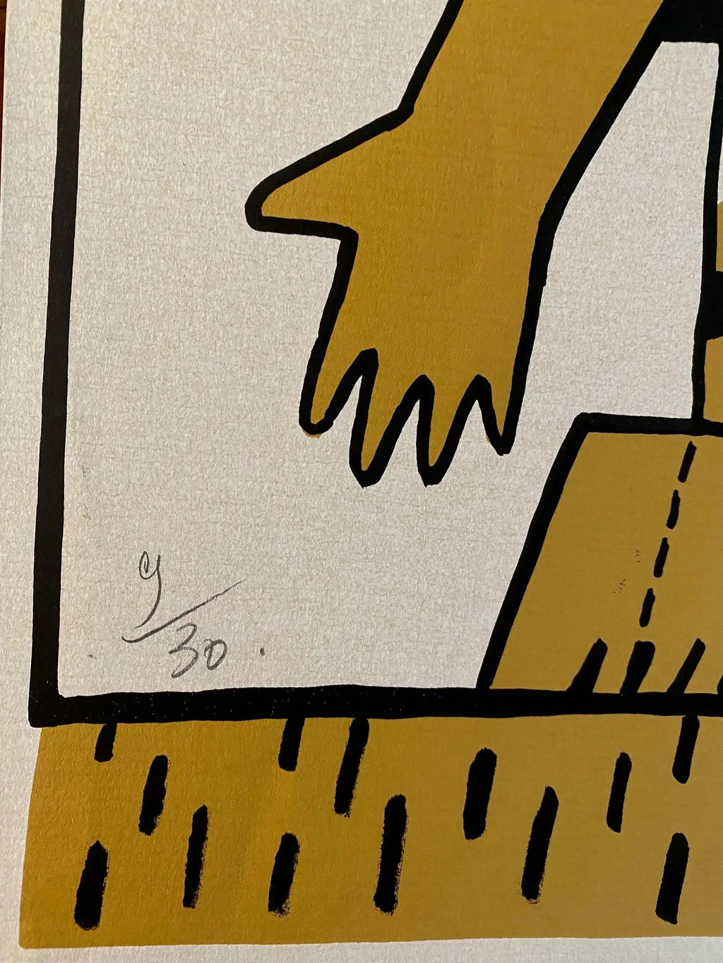 Bretonne en Lithographie signée Sophie Prévost, XXème, bigoudène stylisée. Antiquités de France
