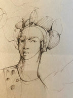 Lithographie Léonor Fini – "Visages", signée 71/280, superbe cadre doré-{{shop name}}