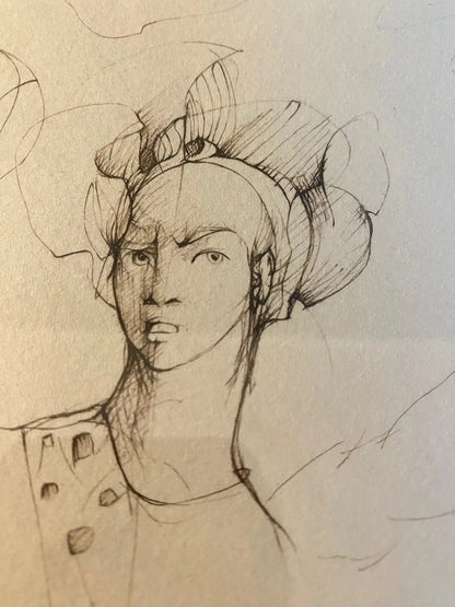 Lithographie Léonor Fini – "Visages", signée 71/280, superbe cadre doré-{{shop name}}