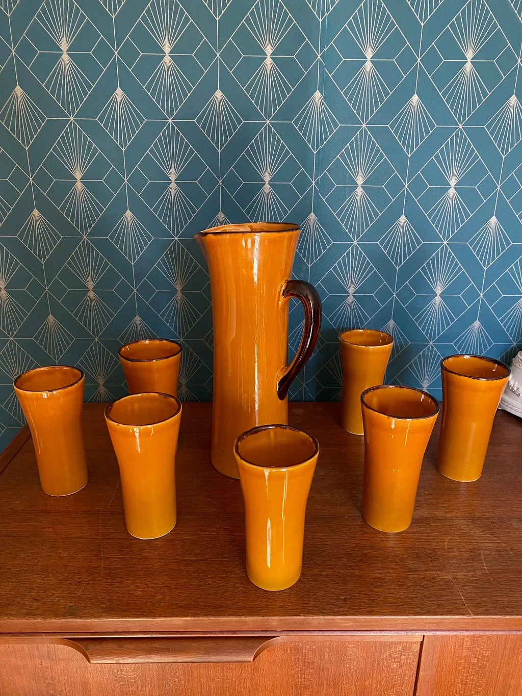 Service à orangeade, Claude Paci, modèle Gladys, 1960. Vallauris. Antiquités de France