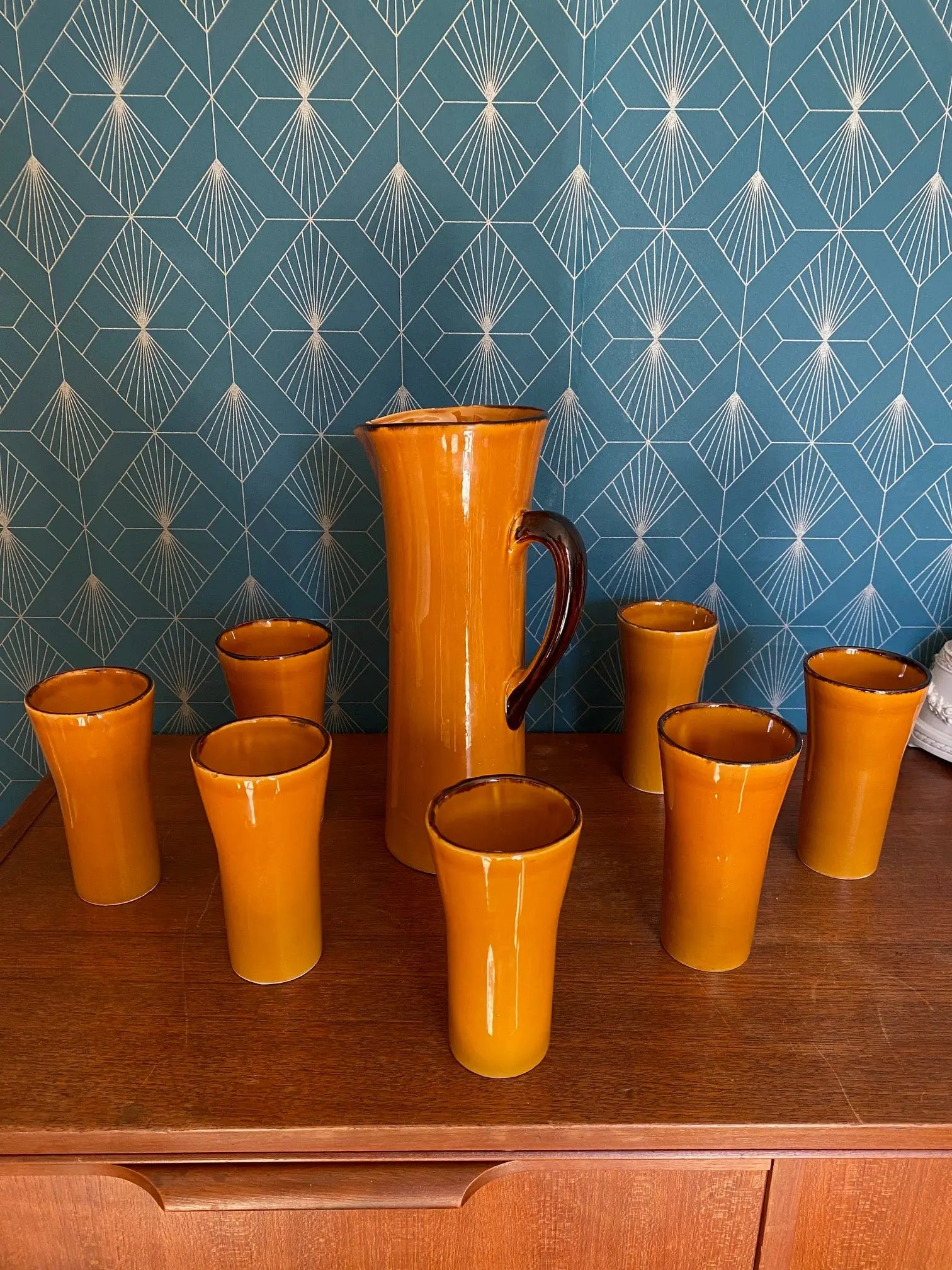 Service à orangeade, Claude Paci, modèle Gladys, 1960. Vallauris. Antiquités de France