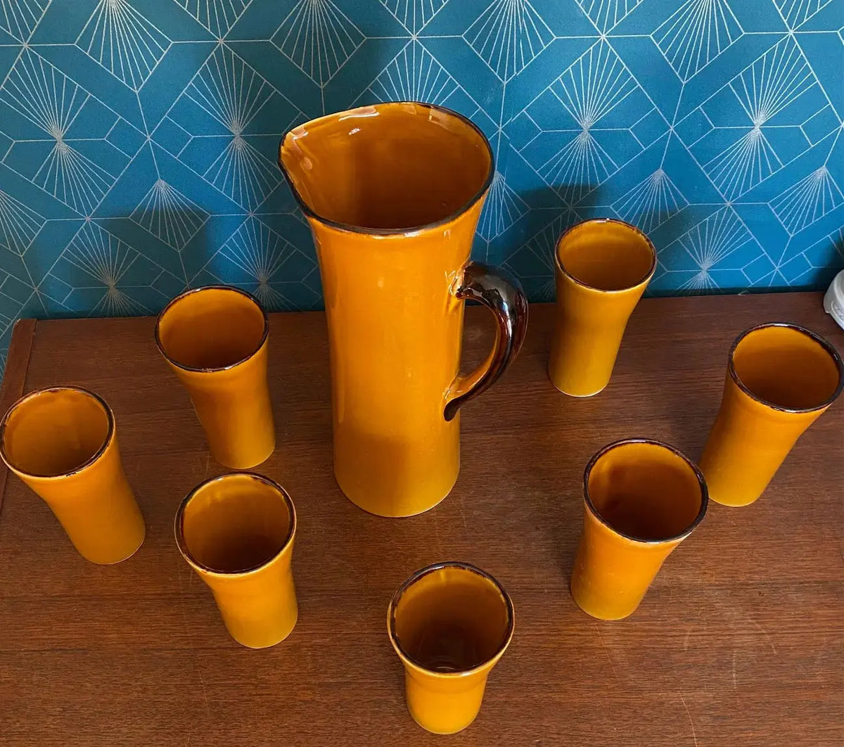 Service à orangeade, Claude Paci, modèle Gladys, 1960. Vallauris. Antiquités de France