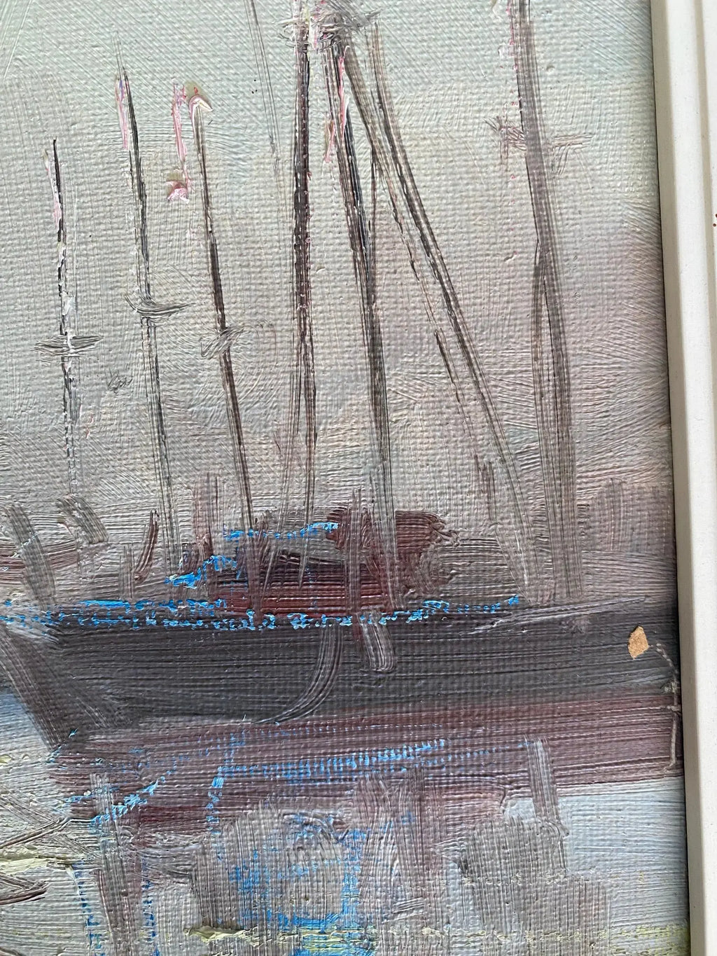 Huile sur toile, marine de Bretagne, tableau signé Segrelles, thème plage et mer. Antiquités de France