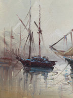 Huile sur toile, marine de Bretagne, tableau signé Segrelles, thème plage et mer. Antiquités de France