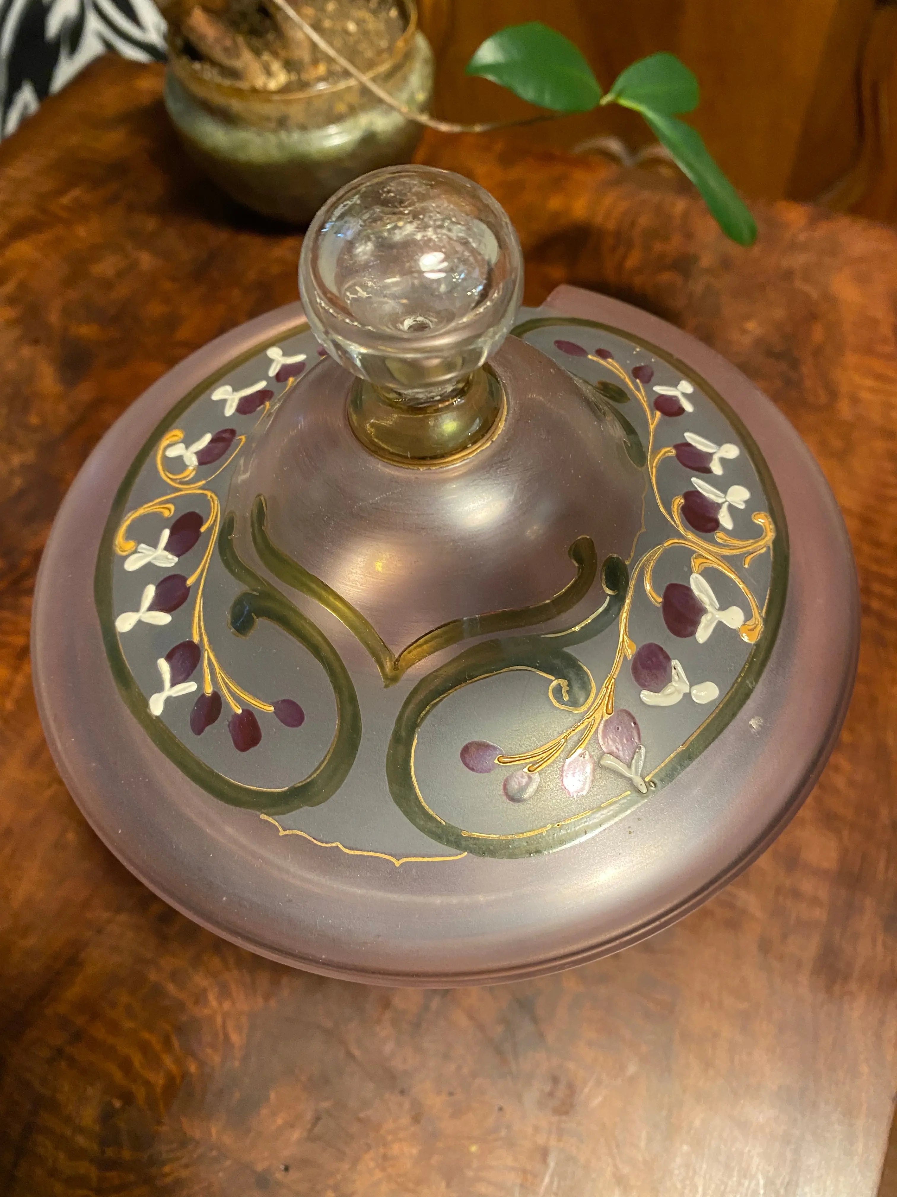 Service à liqueur Art Déco – verre opalin émaillé floral, 6 verres, plateau offert-{{shop name}}