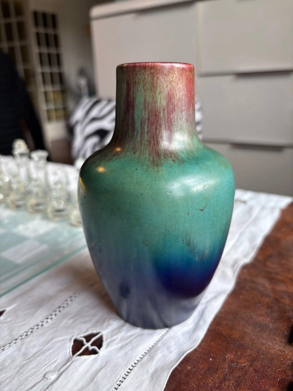 Vase art déco Eugène Baudin ou art nouveau vers 1900 céramique ancienne glacé Antiquités de France