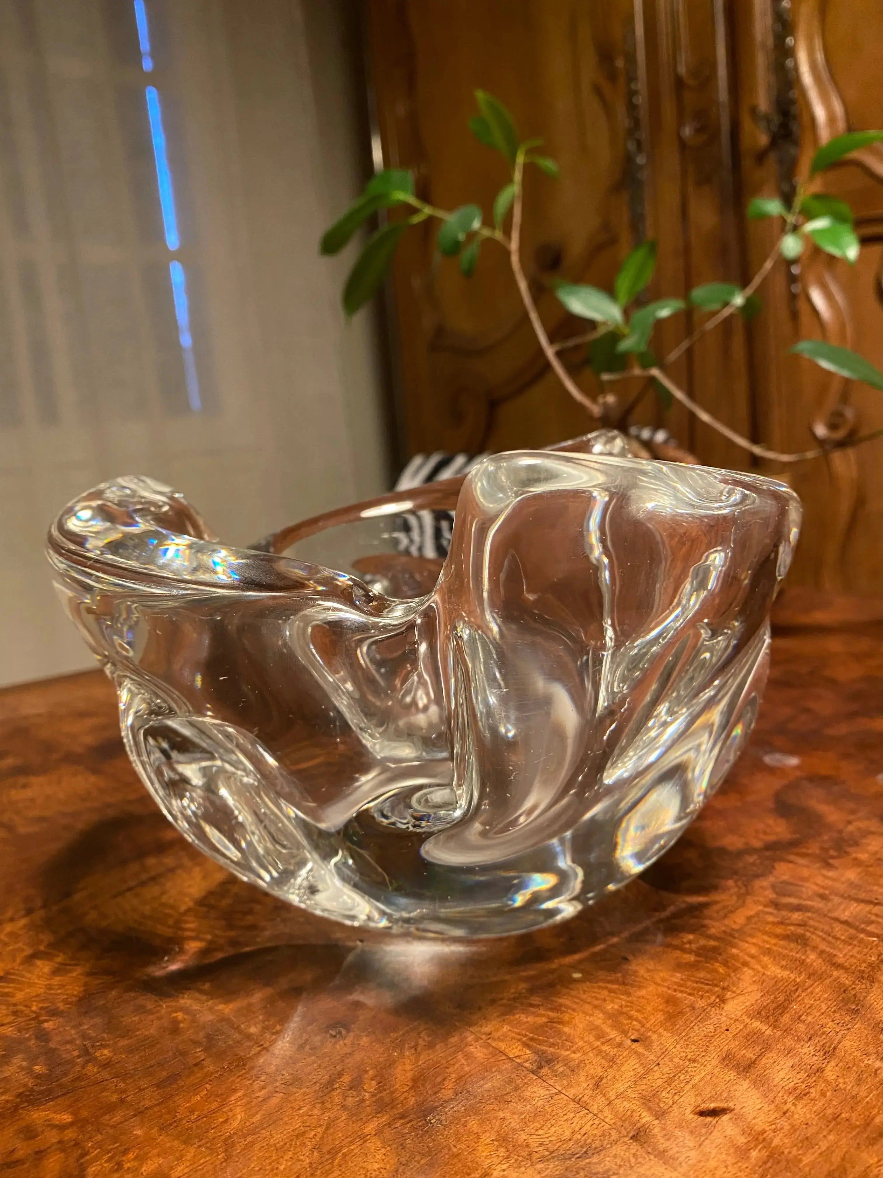 Cendrier à pipe, en CRISTAL DE Sèvres, époque art déco. Signé.-{{shop name}}