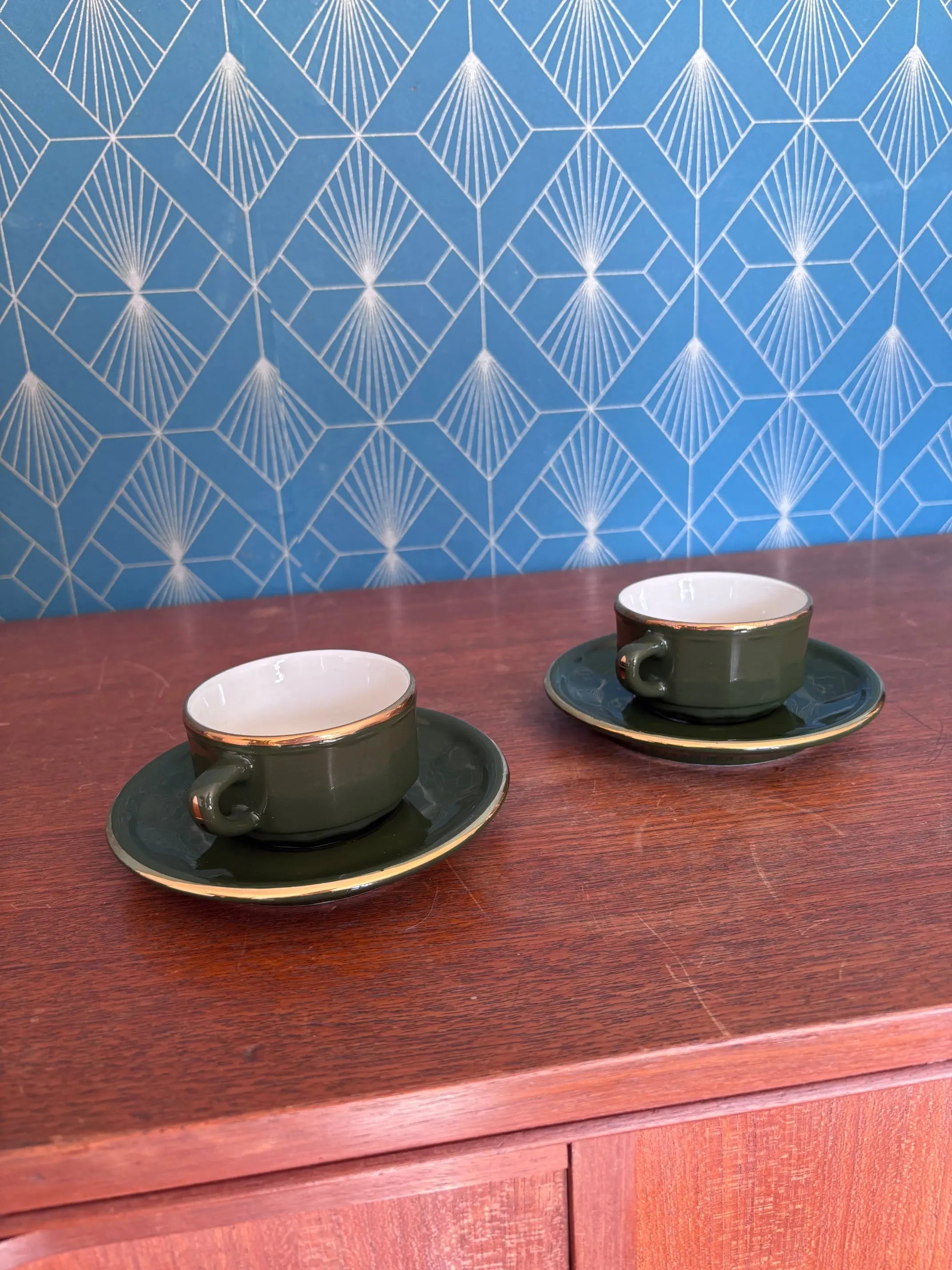 Service à café Apilco Paris, par Deshoulière, double café , porcelaine de France.