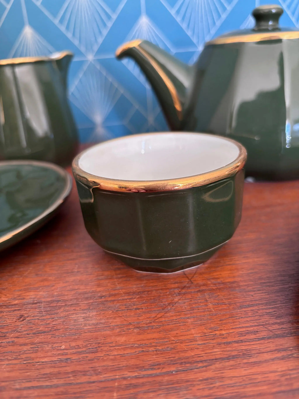 Apilco Paris, par Deshoulière, service à thé ensemble 9 pièces, porcelaine de France Antiquités de France