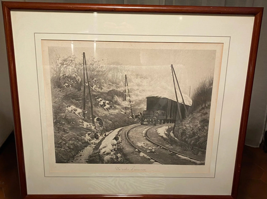 Lithographie signée de la  fin du XIXème, par Gaston Gélibert (1850-1931) Encadrée et sous verre. Antiquités de France