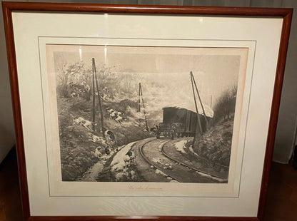 Lithographie signée de la  fin du XIXème, par Gaston Gélibert (1850-1931) Encadrée et sous verre. Antiquités de France