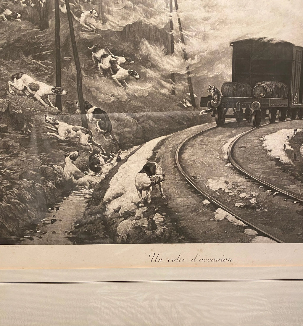 Lithographie signée de la  fin du XIXème, par Gaston Gélibert (1850-1931) Encadrée et sous verre. Antiquités de France