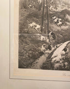 Lithographie signée de la  fin du XIXème, par Gaston Gélibert (1850-1931) Encadrée et sous verre. Antiquités de France