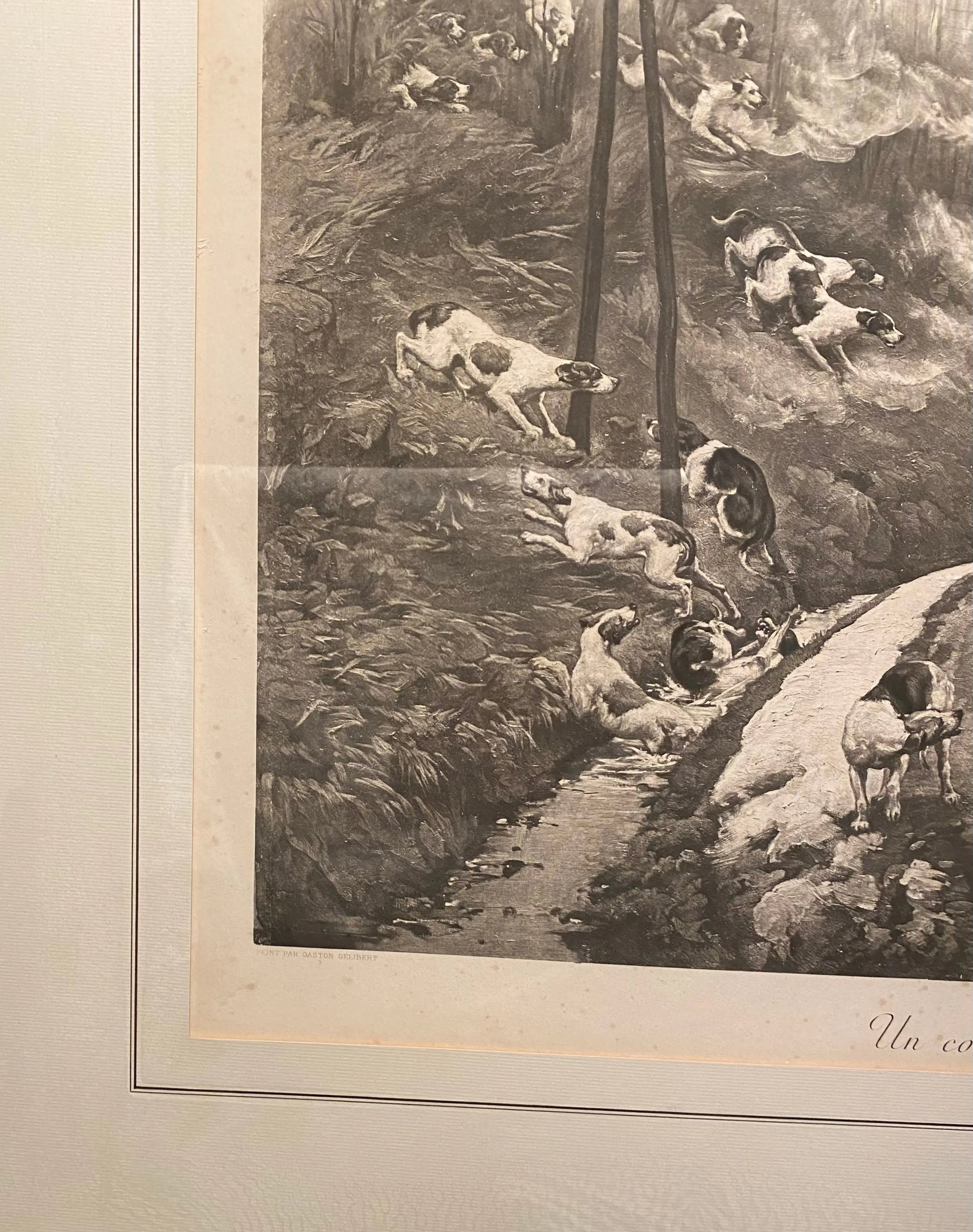 Lithographie signée de la  fin du XIXème, par Gaston Gélibert (1850-1931) Encadrée et sous verre. Antiquités de France