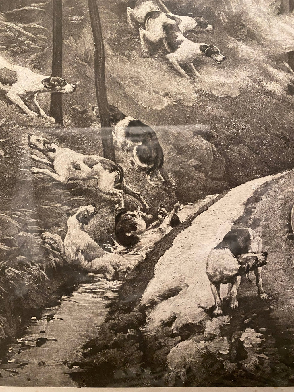 Lithographie signée de la  fin du XIXème, par Gaston Gélibert (1850-1931) Encadrée et sous verre. Antiquités de France