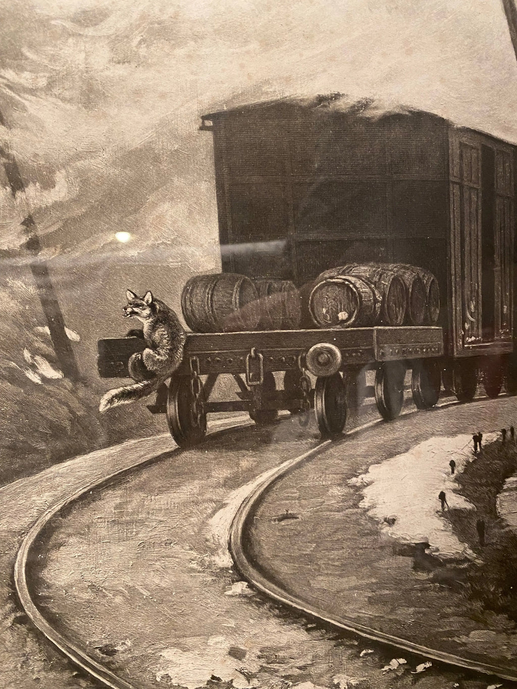 Lithographie signée de la  fin du XIXème, par Gaston Gélibert (1850-1931) Encadrée et sous verre. Antiquités de France