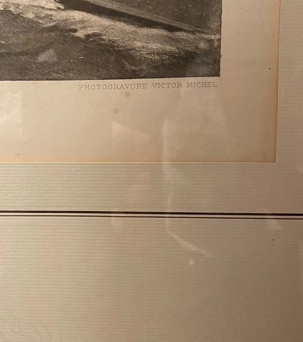 Lithographie signée de la  fin du XIXème, par Gaston Gélibert (1850-1931) Encadrée et sous verre. Antiquités de France