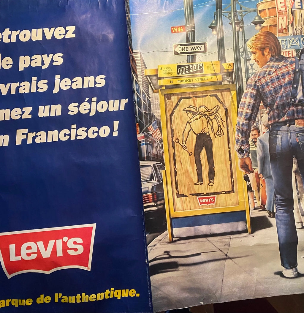 Affiche publicitaire Levi's signée Claude Trouche – Vintage années 80, rare-{{shop name}}