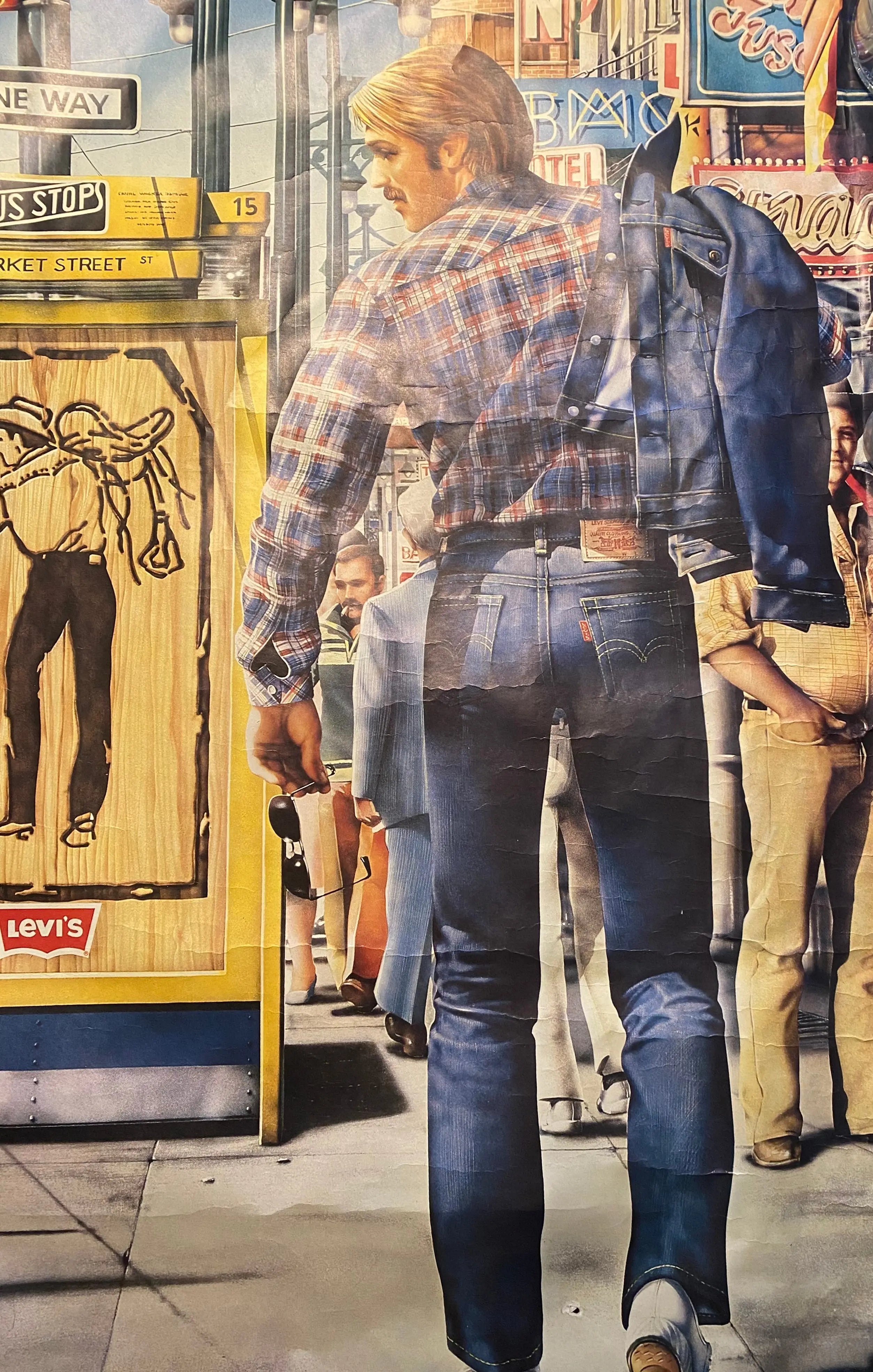 Affiche publicitaire Levi's signée Claude Trouche – Vintage années 80, rare-{{shop name}}