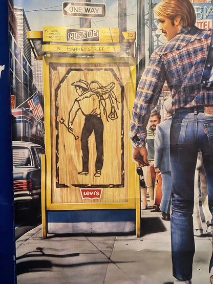 Affiche publicitaire Levi's signée Claude Trouche – Vintage années 80, rare-{{shop name}}