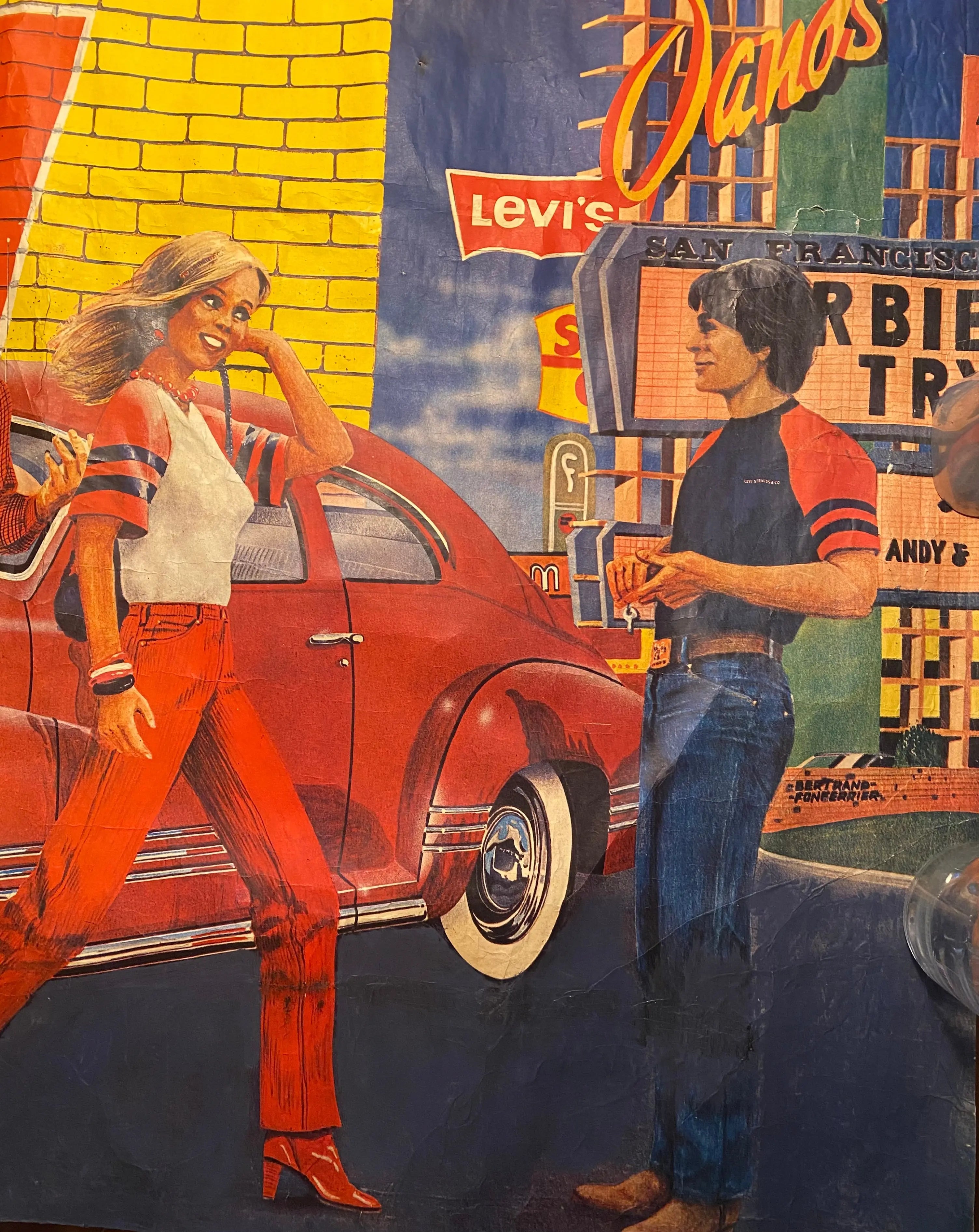 Affiche Lévis vintage – publicitaire signée Fonferrier, 156x116 cm, années 70/80-{{shop name}}