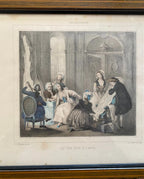 Gravure ancienne encadrée, numérotée, XIXème, estampe polychrome, Aubert, Paris. Antiquités de France