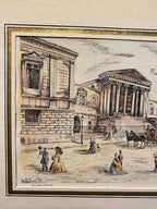 Lithographie originale H. Coulon – place à Montpellier, Art Déco, 25x18 cm, signée-{{shop name}}