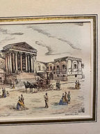 Lithographie originale H. Coulon – place à Montpellier, Art Déco, 25x18 cm, signée-{{shop name}}