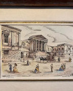 Lithographie originale H. Coulon – place à Montpellier, Art Déco, 25x18 cm, signée-{{shop name}}