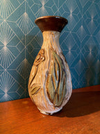 Vase ancien signé , céramique du début XXème, à Décor de fleurs. Signé LOSSON. Antiquités de France