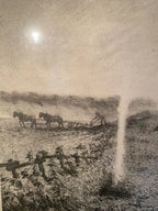 Lithographie XIXe G. Dubois Menant "Les Brûleuses d'Herbes" Encadrée-{{shop name}}