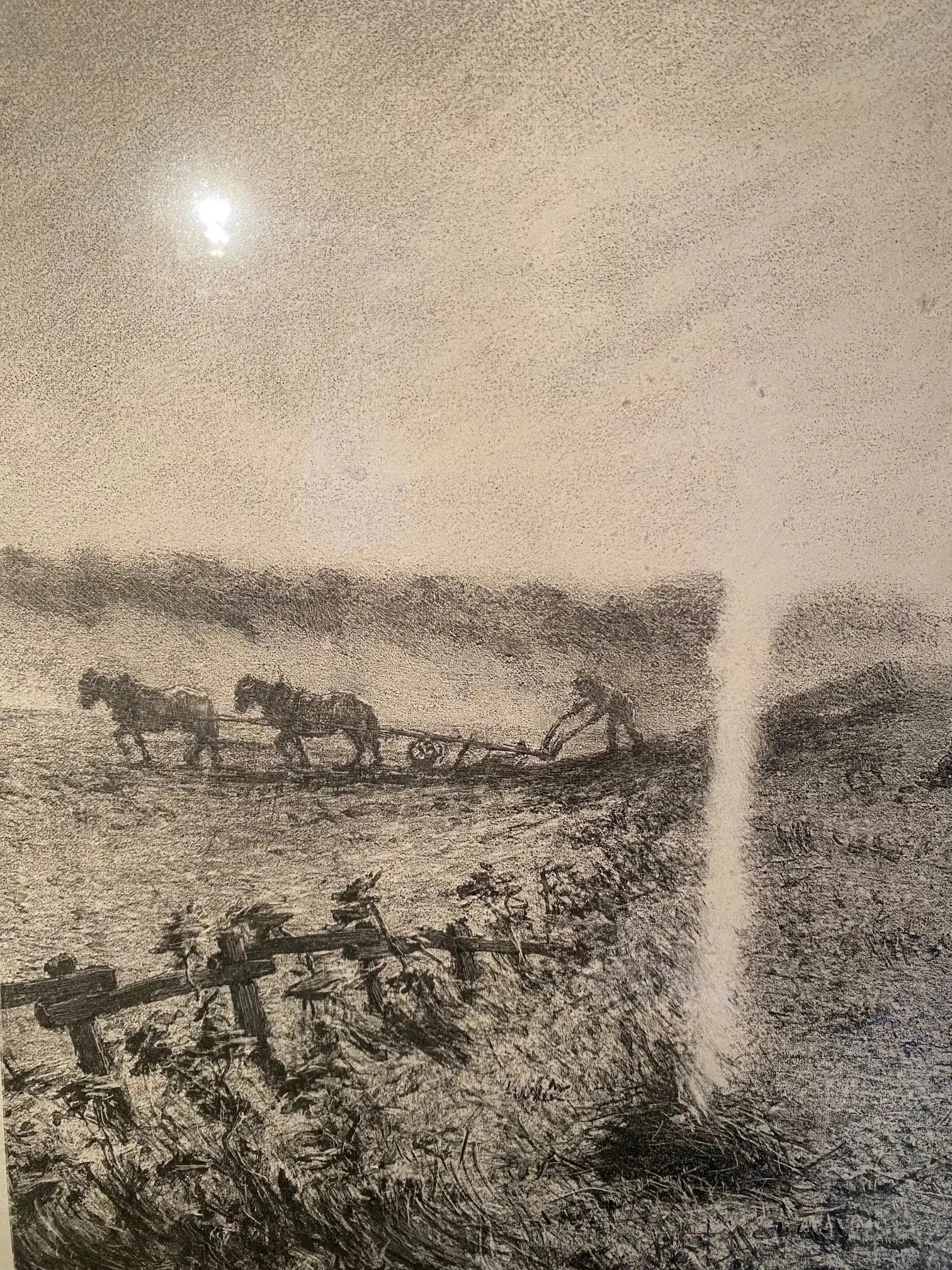 Lithographie XIXe G. Dubois Menant "Les Brûleuses d'Herbes" Encadrée-{{shop name}}