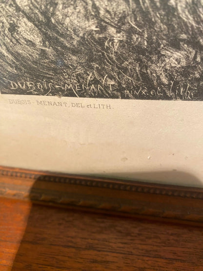 Lithographie XIXe G. Dubois Menant "Les Brûleuses d'Herbes" Encadrée-{{shop name}}