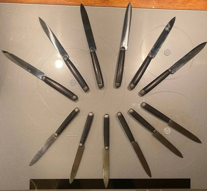 Couteaux de table ancien, bois d'ébène, époque Napoléon III, 6 grands ,6 petits. Antiquités de France