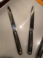 Couteaux de table ancien, bois d'ébène, époque Napoléon III, 6 grands ,6 petits. Antiquités de France