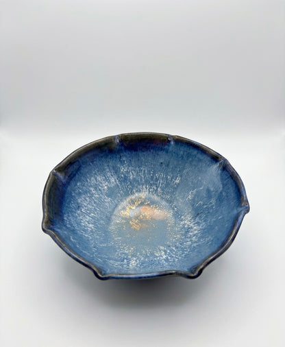 Coupe Céramique signé Baptendier & Molinard - Émaux Cristallins Bleu Nuit - 1950