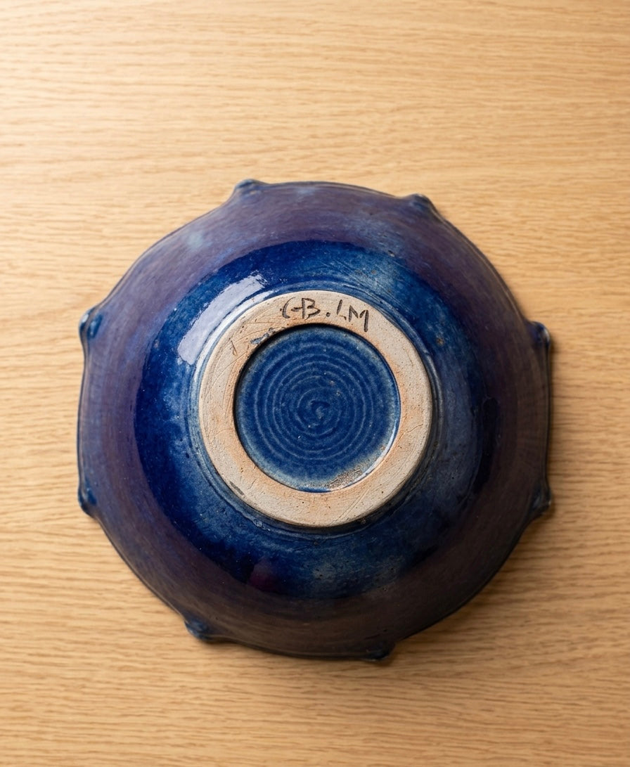 Coupe Céramique signé Baptendier & Molinard - Émaux Cristallins Bleu Nuit - 1950