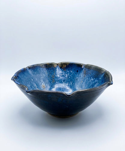 Coupe Céramique signé Baptendier & Molinard - Émaux Cristallins Bleu Nuit - 1950