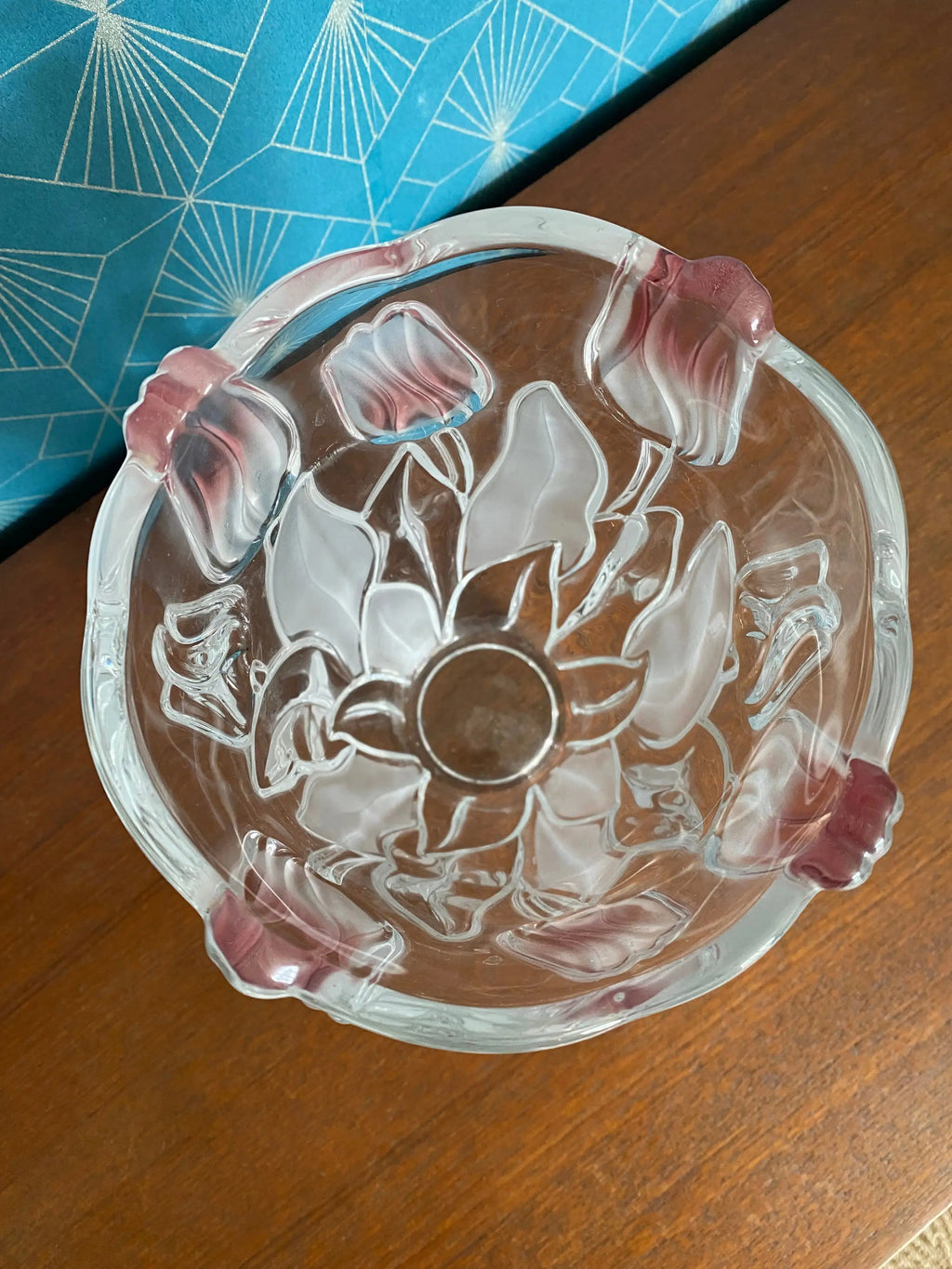 Vase Art Déco – décor tulipes parmes opalescentes, splendide, 25 cm H, excellent-{{shop name}}