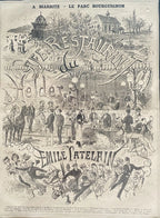 Vieux journaux, parution ancienne, encadrée , sous verre, Biarritz, par Catelain. Antiquités de France