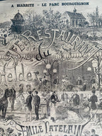 Vieux journaux, parution ancienne, encadrée , sous verre, Biarritz, par Catelain. Antiquités de France