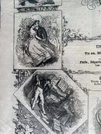 Journal ancien, parution encadrée et sous verre, La Vie Parisienne à la belle époque. Antiquités de France