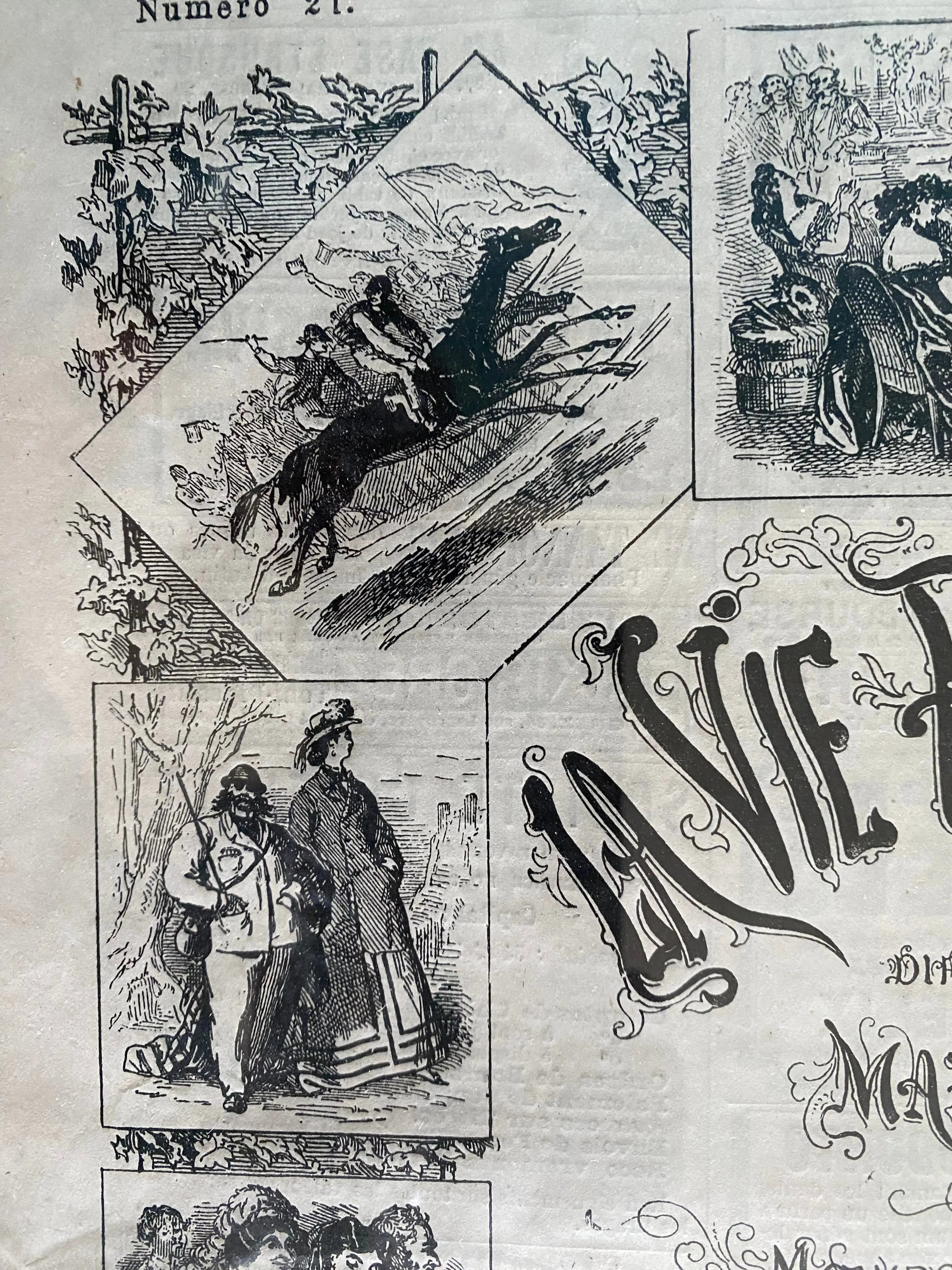 Journal ancien, parution encadrée et sous verre, La Vie Parisienne à la belle époque. Antiquités de France