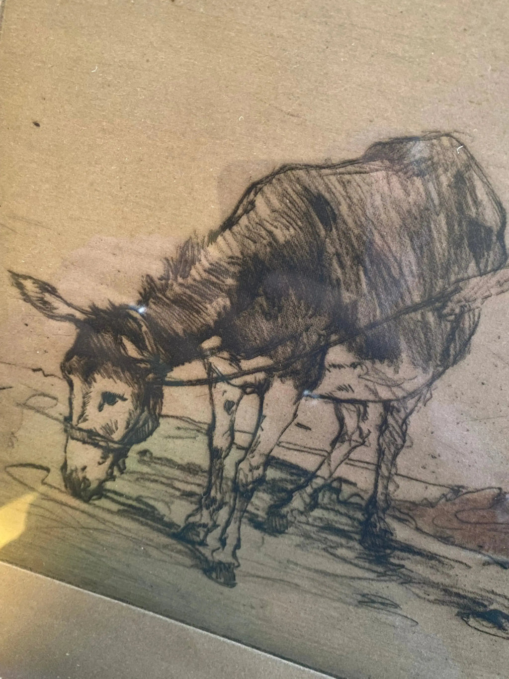 Lithographie Armand Coussens L’Âne et Son Meneur 4/100 24x28 cm Encadrée-{{shop name}}