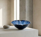 Coupe Céramique signé Baptendier & Molinard - Émaux Cristallins Bleu Nuit - 1950
