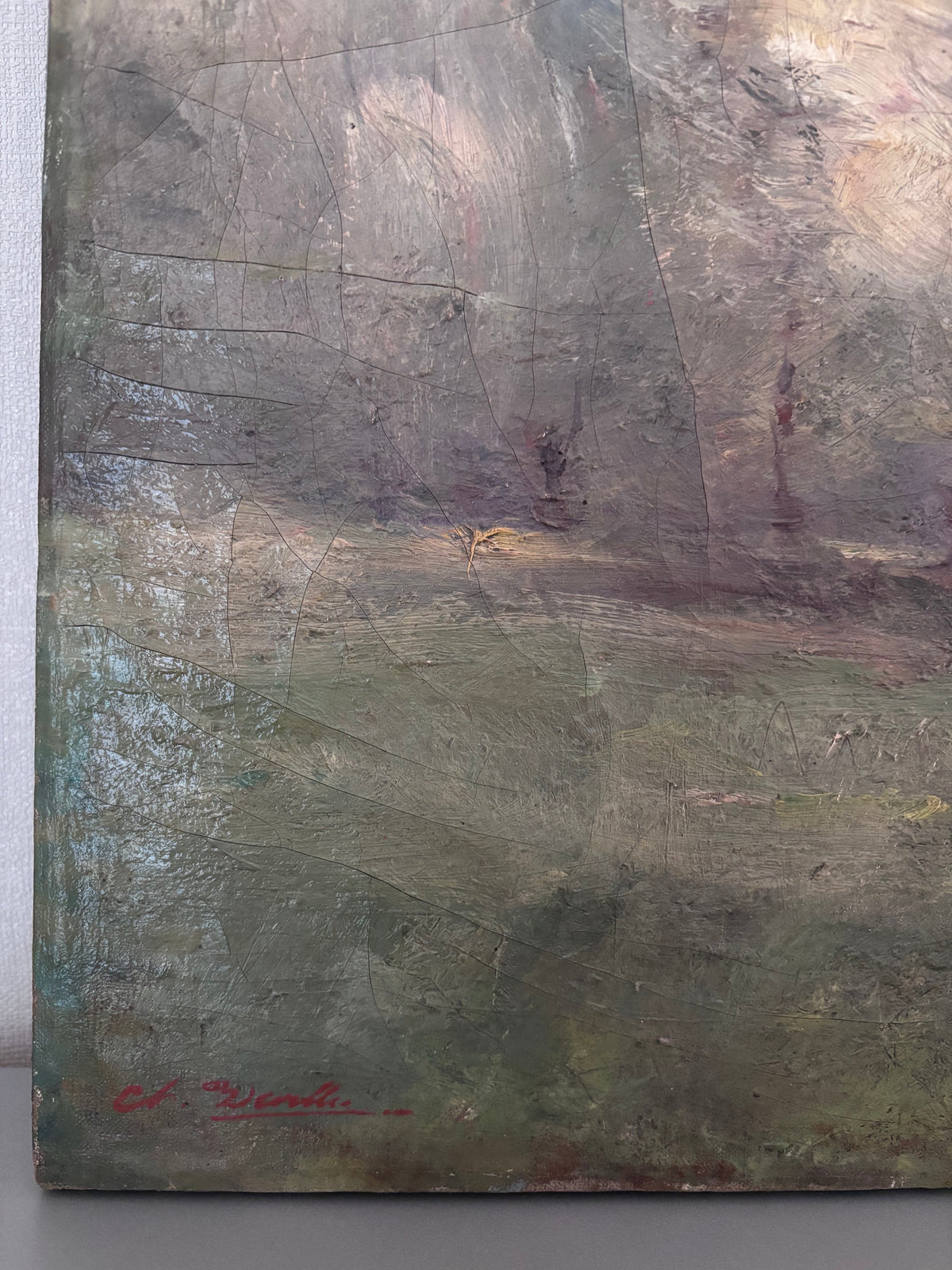 Huile sur toile XIXème - Charles DEVILLIÉ (1850-1905) - Paysage Impressionniste - 48x36cm