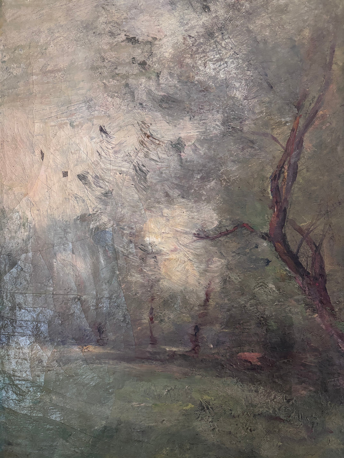 Huile sur toile XIXème - Charles DEVILLIÉ (1850-1905) - Paysage Impressionniste - 48x36cm
